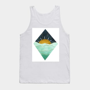 Green and Gold Sunset Tank Top